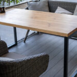 Empty,Loft-style,Table,Made,Of,Black,Metal,Pipe,And,Wooden